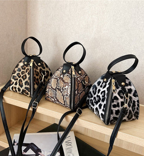 Leopard print triangle bag handbag