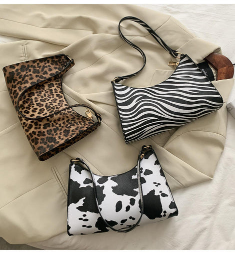 Leopard cow print underarm bag