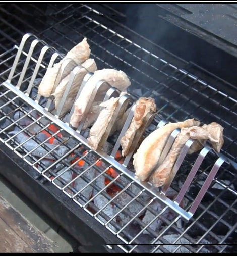 Stainless Steel Barbecue Grill Holder Smoking Rib Racks Grilling BBQ Accessories Outdoor Roasting Stand Picnic Utensil