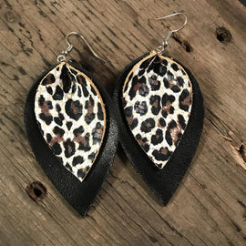 Multilayer leopard print earrings
