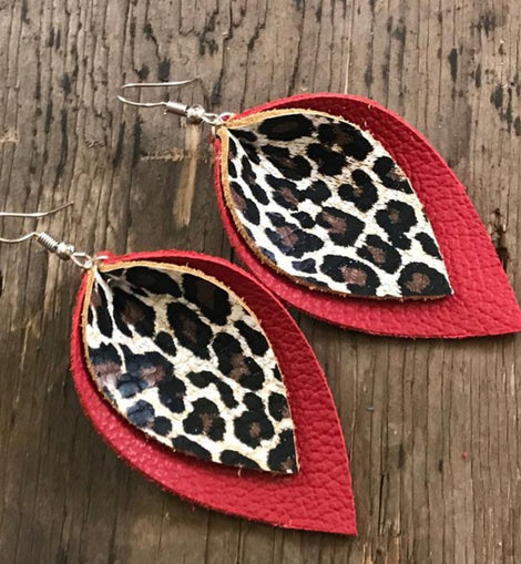 Multilayer leopard print earrings
