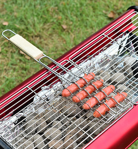 Outdoor Grilling Accessories Barbecue Tools Wooden Handle Sausage Clip Barbecue Clip Vegetable Clip Barbecue Rack