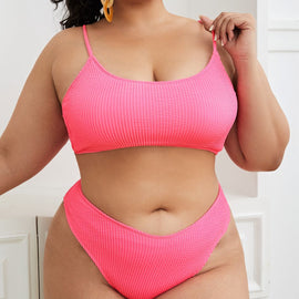 Plus-size Solid Color Bikini Swimsuit