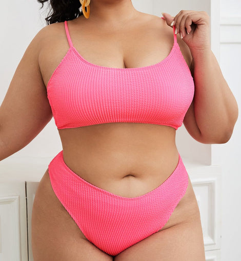 Plus-size Solid Color Bikini Swimsuit