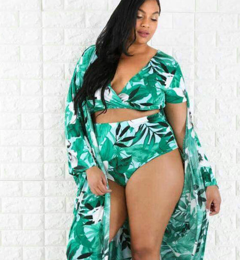 Split swimsuit veil plus size swimsuit