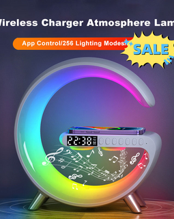 Intelligent Atmosphere Lamp Bluetooth Speaker Wireless Charger Bedside Lamp Sunrise Wake-up Lamp Polar Lamp Alarm Clock