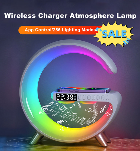 Intelligent Atmosphere Lamp Bluetooth Speaker Wireless Charger Bedside Lamp Sunrise Wake-up Lamp Polar Lamp Alarm Clock