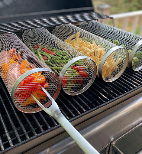 New Grilling Basket  BBQ Basket Stainless Steel Grill Outdoor Picnic Camping Barbecue Cooking Supplies