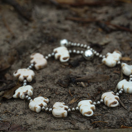 White Elephant Boho Silver Anklet